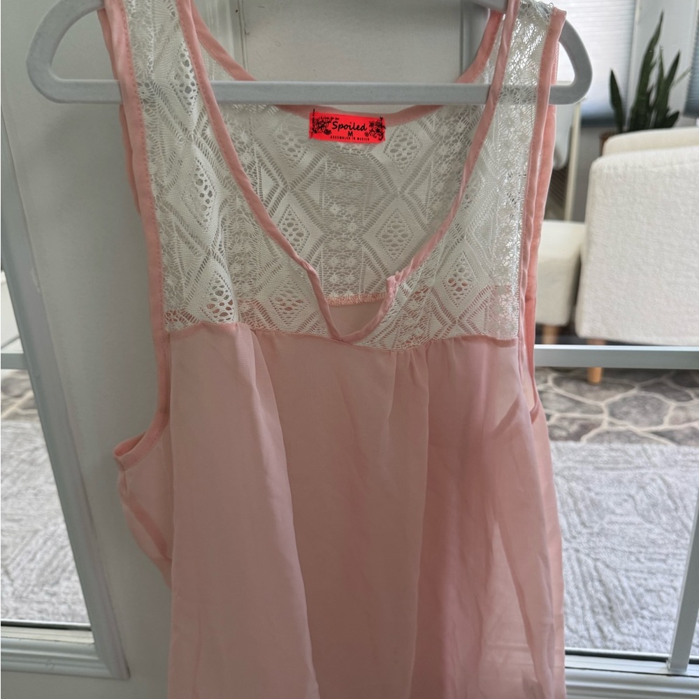 Spoiled Pink and White Lace Chemise